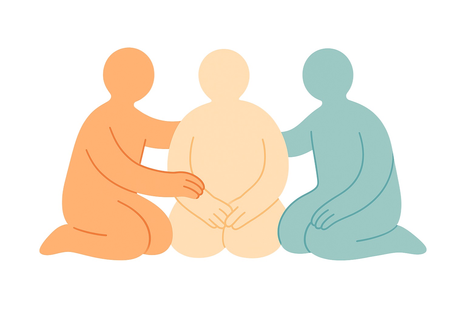 Abstrakte Illustration eines Menschen mit mehreren inneren Stimmen