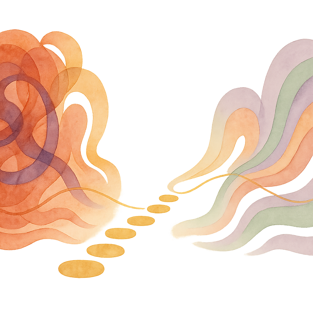 Illustration eines Thermometers mit bunten Gefühlsfarben und einem Kind, das beobachtet