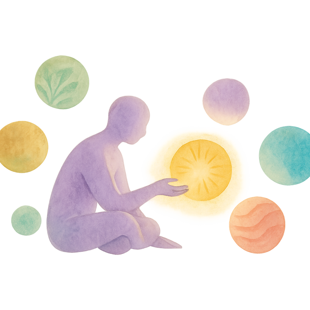 Abstrakte Illustration einer blühenden Pflanze als Symbol für innere Ressourcen und Wachstum