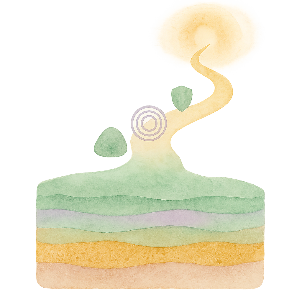 Abstrakte Illustration einer aufsteigenden Treppe als Symbol für die Phasen der Traumatherapie