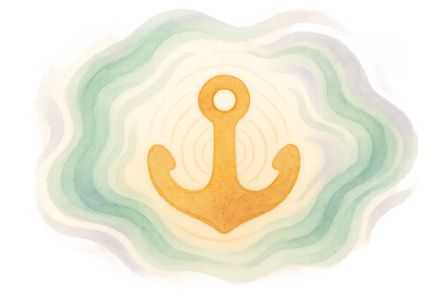 Abstrakte Illustration eines ruhigen Ankers inmitten stürmischer Wellen