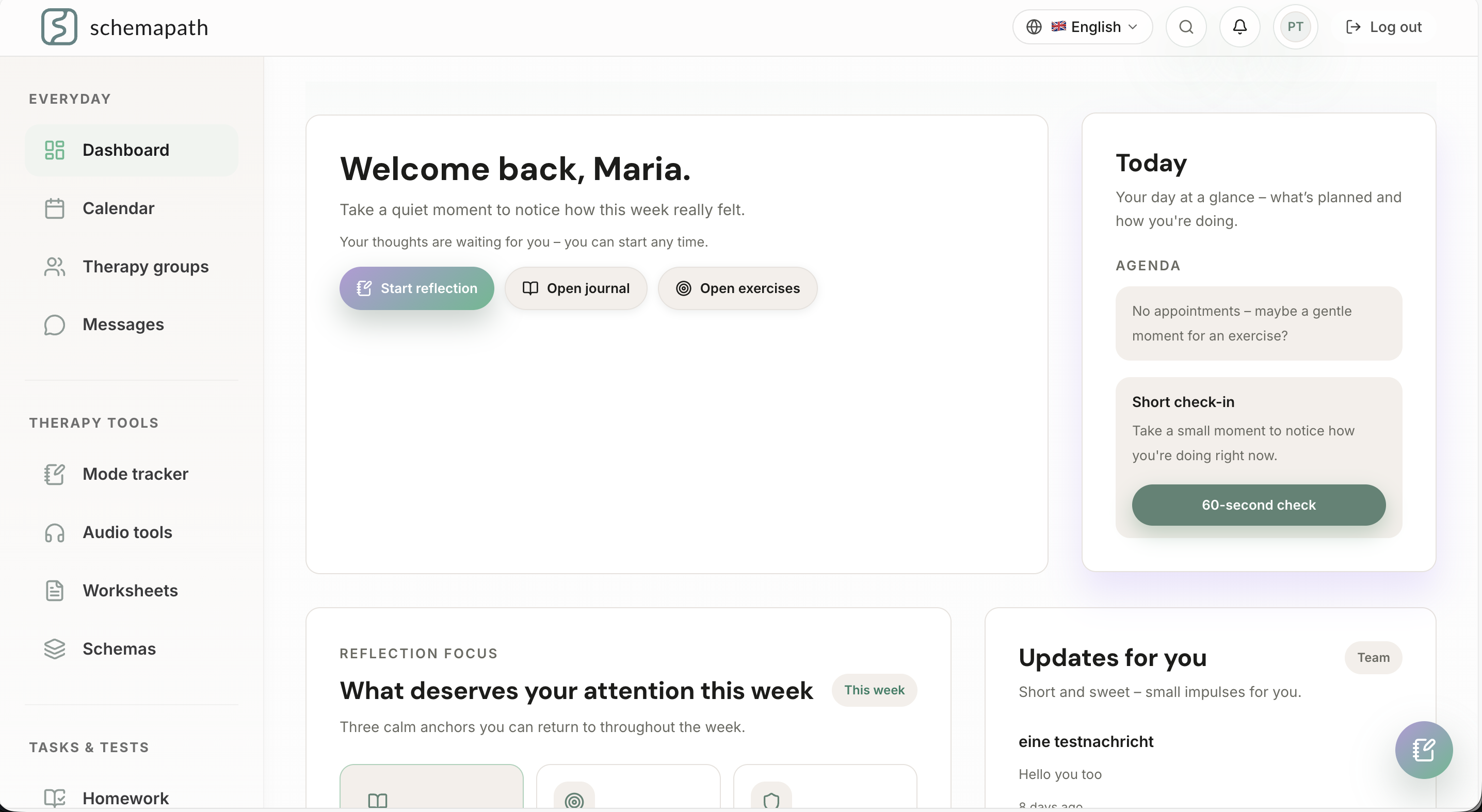 Patient:innen-Ansicht-Dashboard